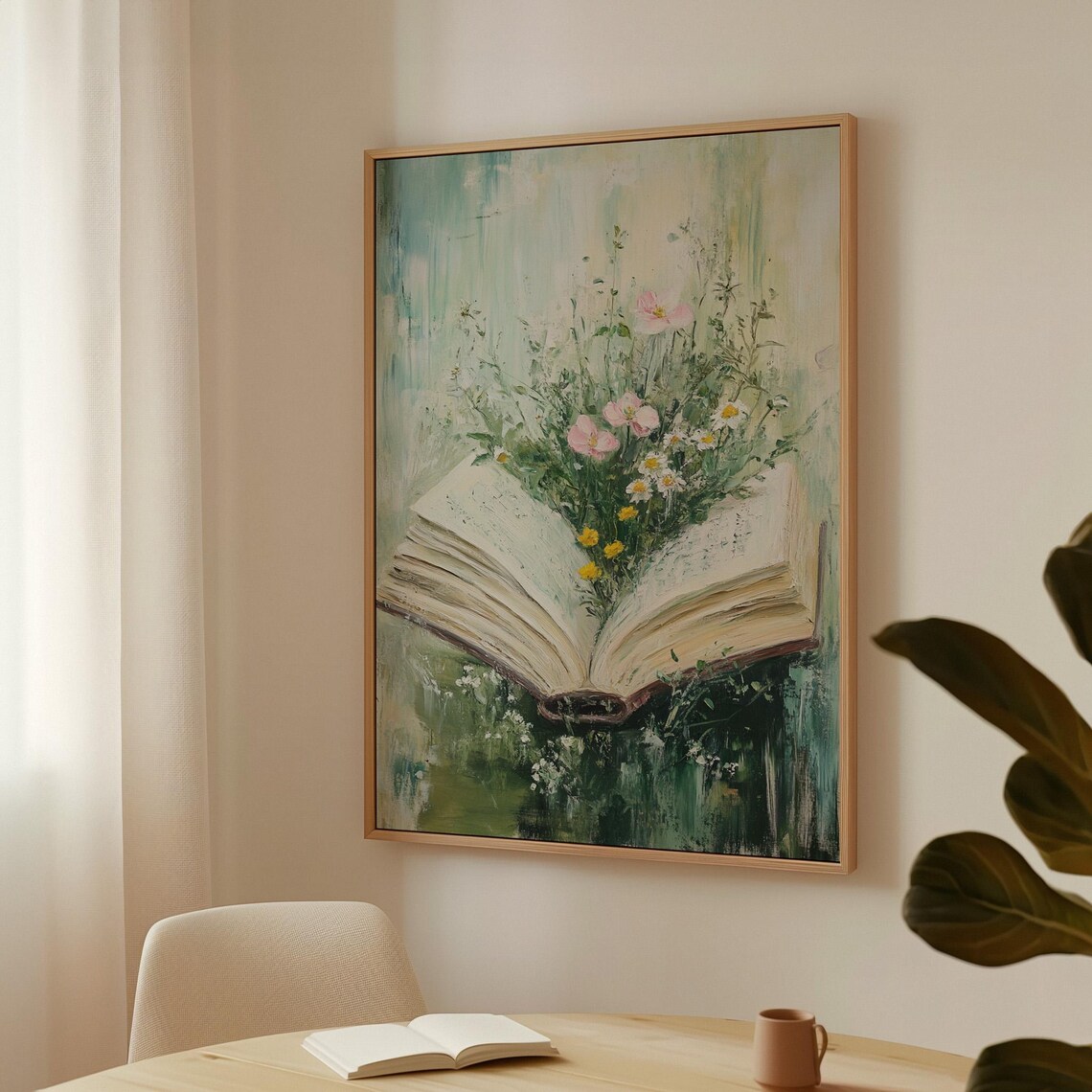 Open Book with Wildflowers Whimsical Botanical Cottagecore Art Print - Image 3