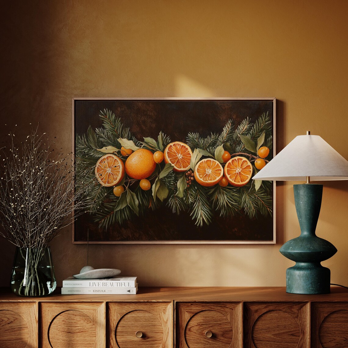 Festive Citrus and Pine Holiday Wall Art