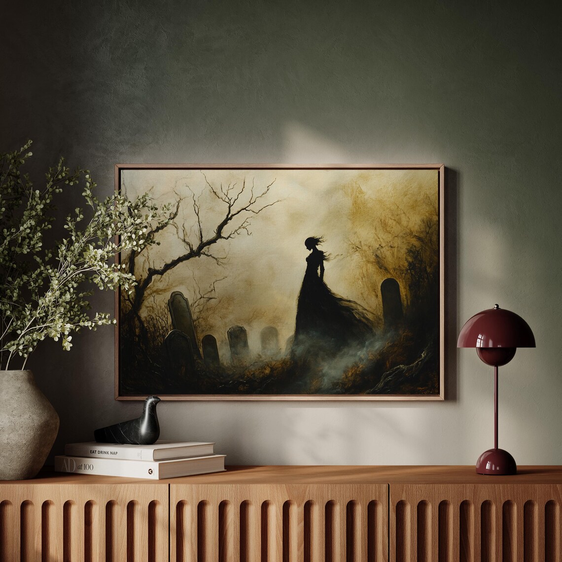 Haunting Gothic Graveyard Art, Victorian Ghost Silhouette - Image 3