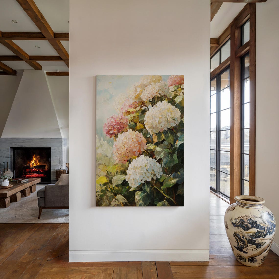 Hydrangea Blooms Impressionist Floral Garden Scene Art Poster - Image 4