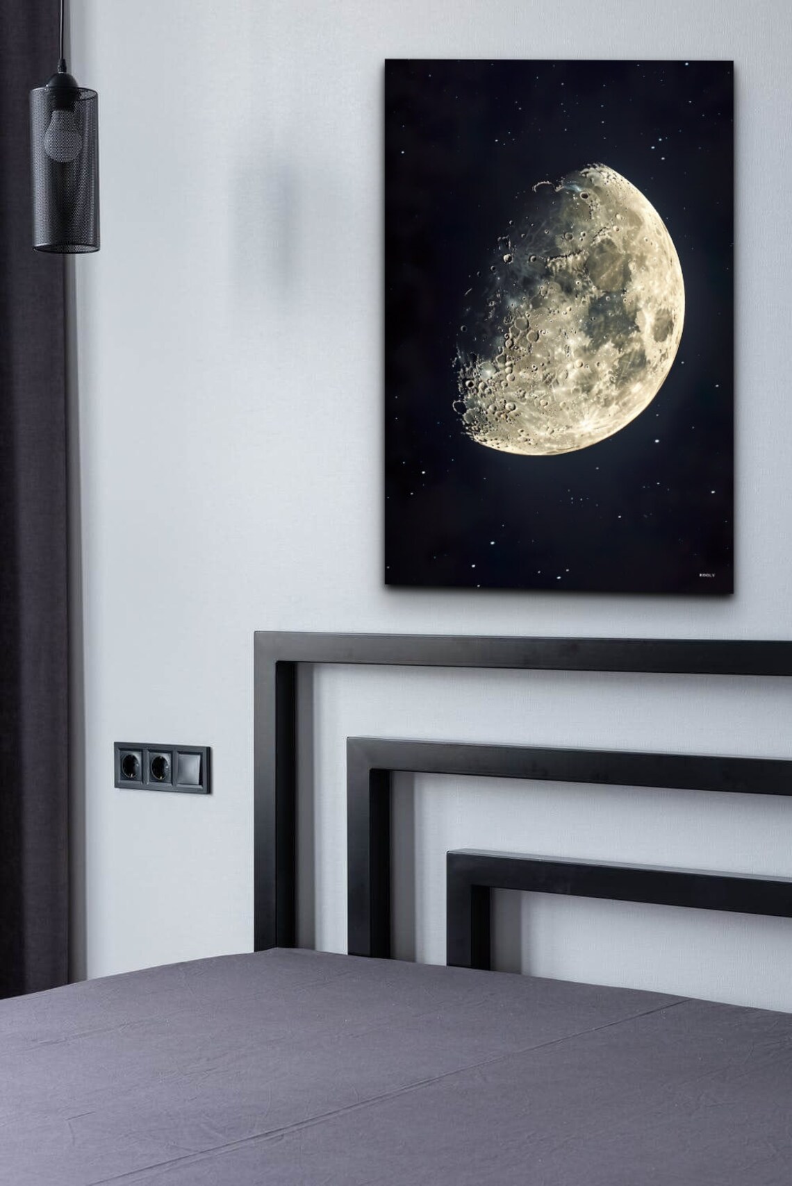 Waning Moon Detailed Crater Close Up Starry Night Sky Poster - Image 7