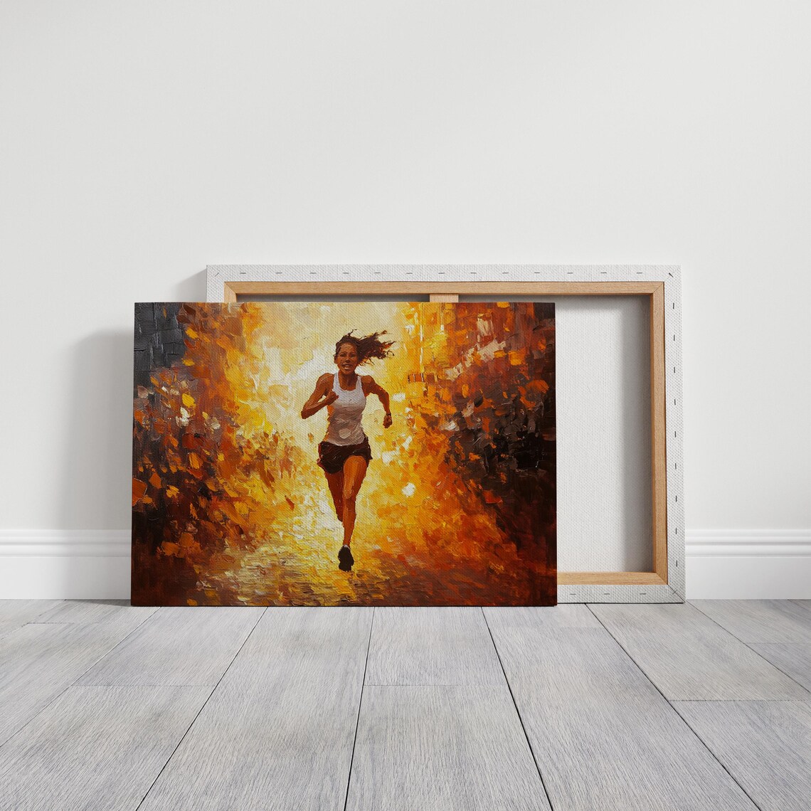Woman Marathon Runner Fiery Abstract Motion Inspirational Poster - Image 2