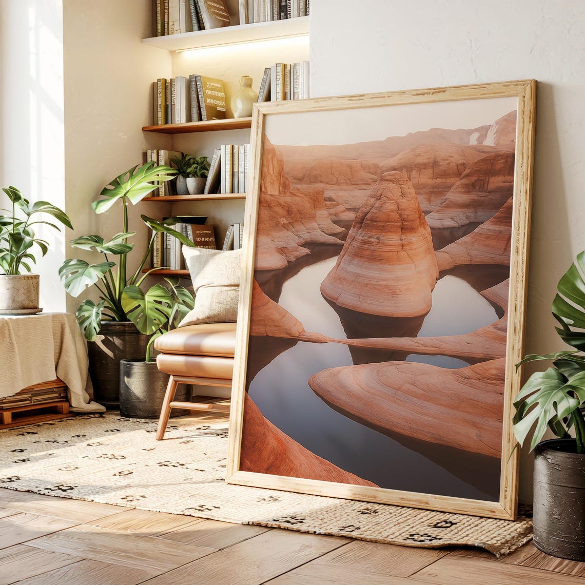 Canyon Reflection Canvas Wall Art Southwest Desert Rock Formation Landscape Print For Rustic Or Boho Home Decor