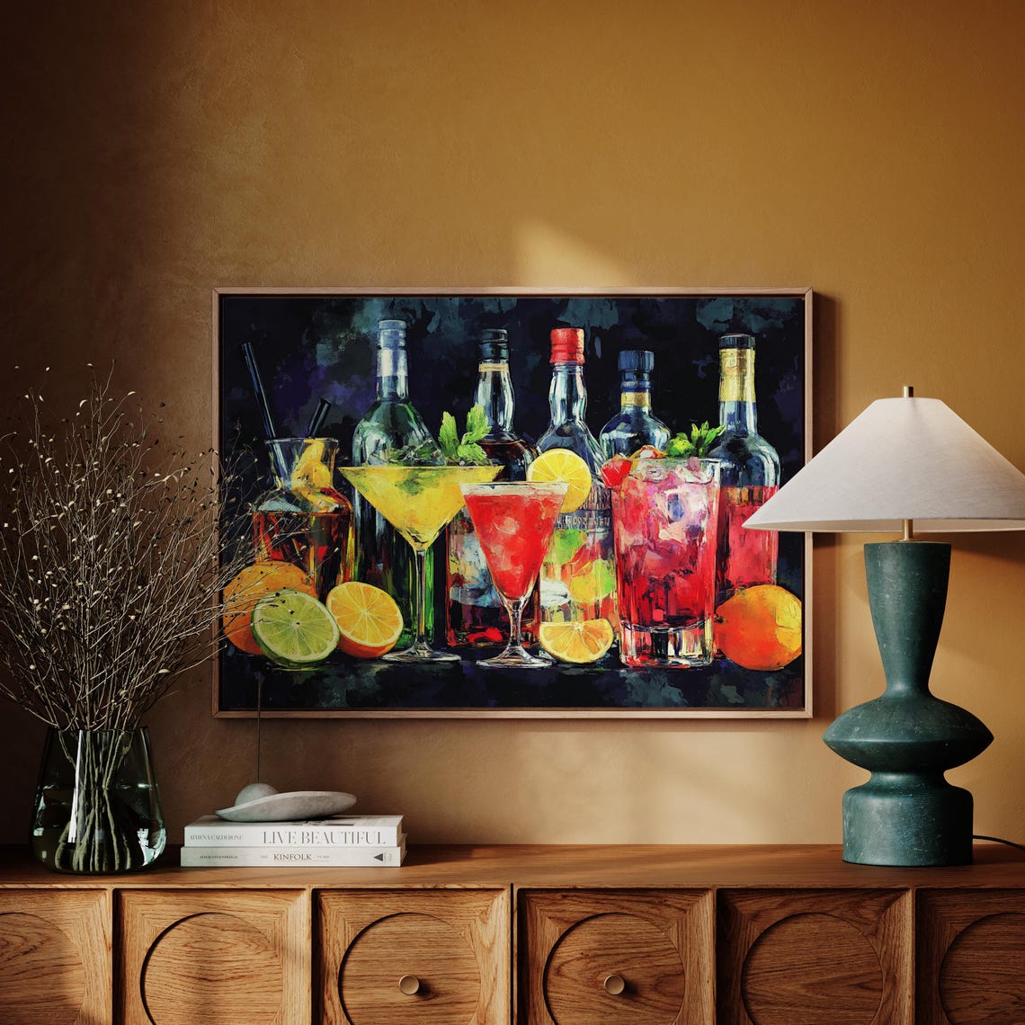 Colorful Cocktail Drinks Citrus Liquor Bottles Modern Bar Poster - Image 4