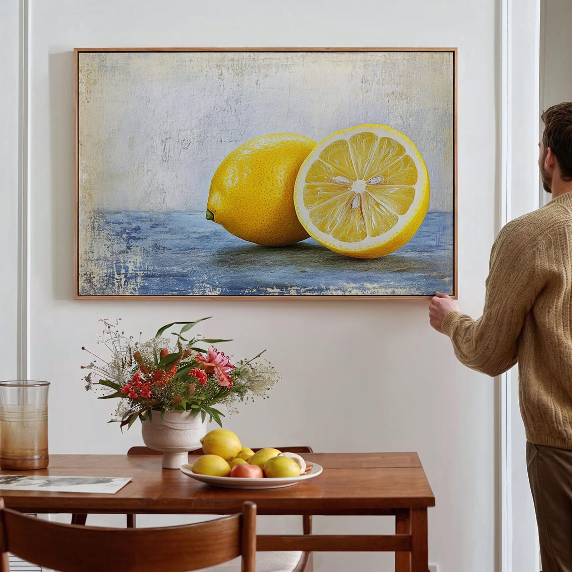 Lemon Still Life Whole and Half Cut Rustic Citrus Kitchen Poster - Image 5