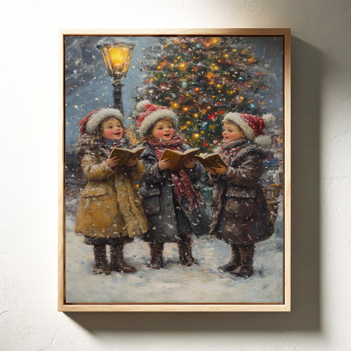 Victorian Christmas Carolers Snowy Night Vintage Holiday Poster - Image 4