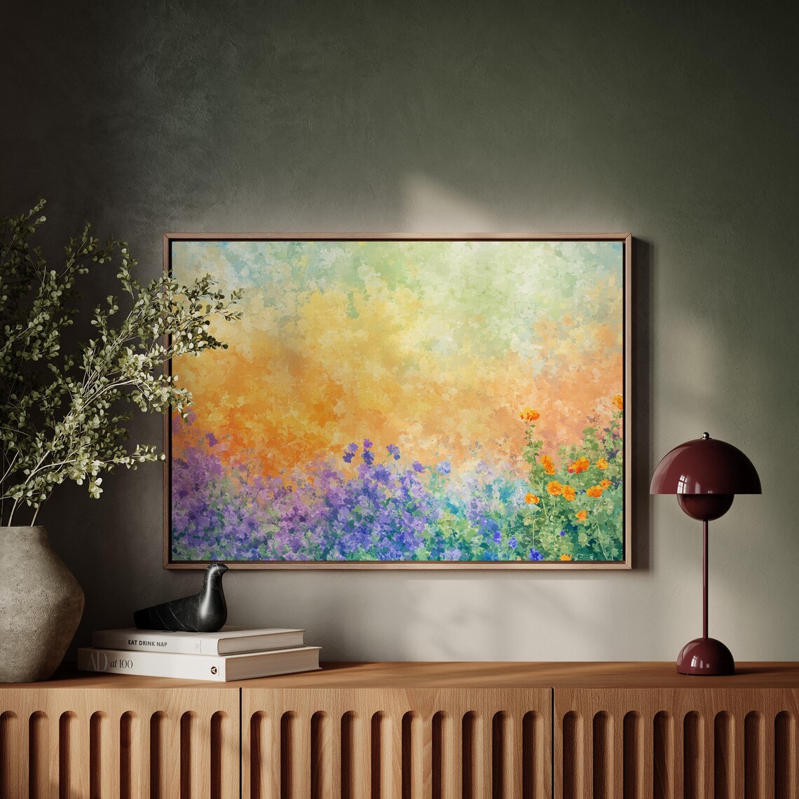 Abstract Floral Painting Purple Wildflowers Orange Poppies Spring Poster - Image 3