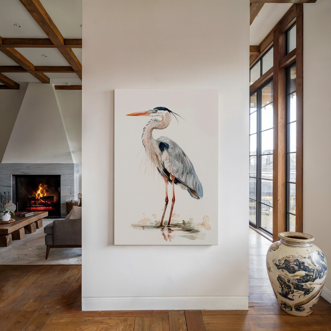 Graceful Heron Watercolor Art, Coastal Bird Print - Image 4