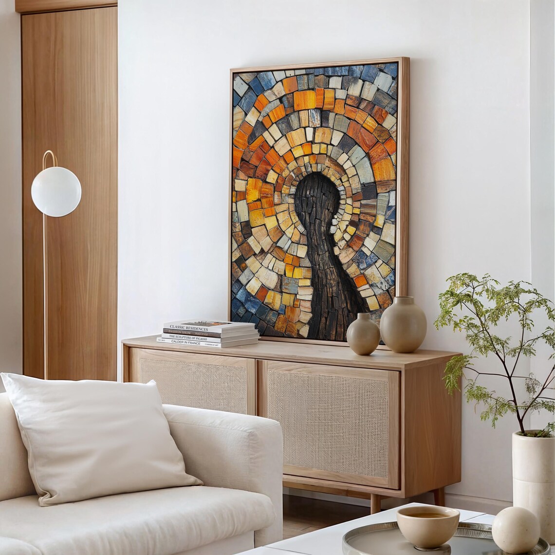 Mosaic Tree Ring Art, Rustic Nature-Inspired Design - Image 5