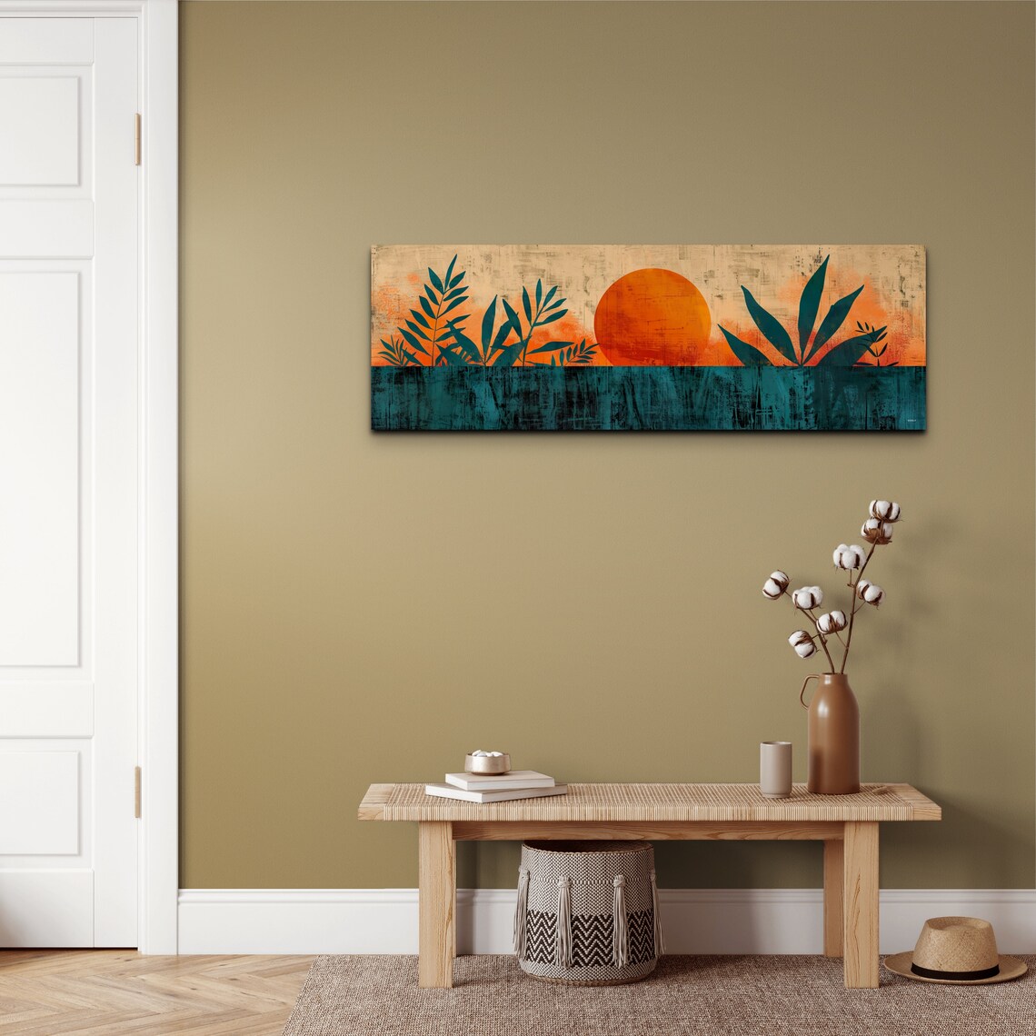 Panoramic Geometric Mid Century Modern Sunrise - Image 7