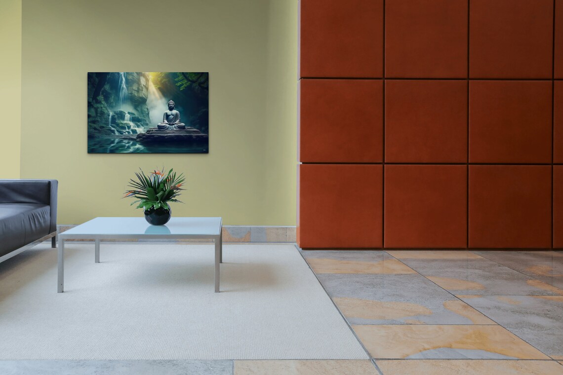 Zen Buddha Waterfall Yoga Studio Wall Art Print - Image 7