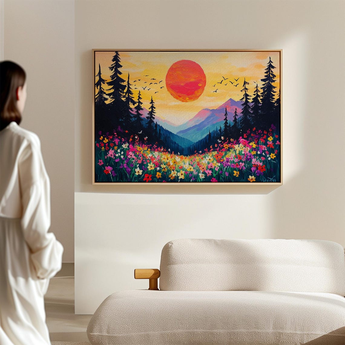 Vibrant Sunset Over Mountain Wildflower Meadow Pine Forest Poster - Image 4