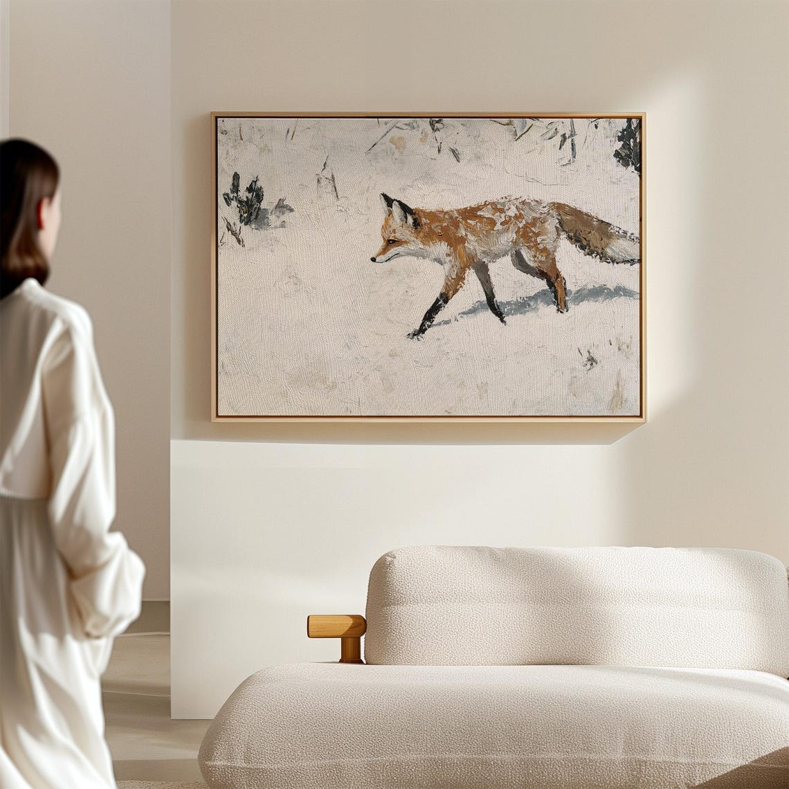 Red Fox Walking Through Fresh Snow Minimalist Wildlife Poster - Image 7