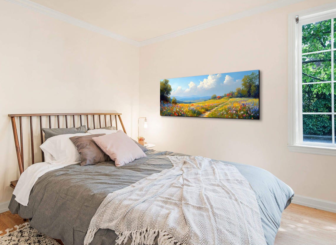 Red Barn Beyond Wildflower Field Country Lane Summer Day Poster - Image 5