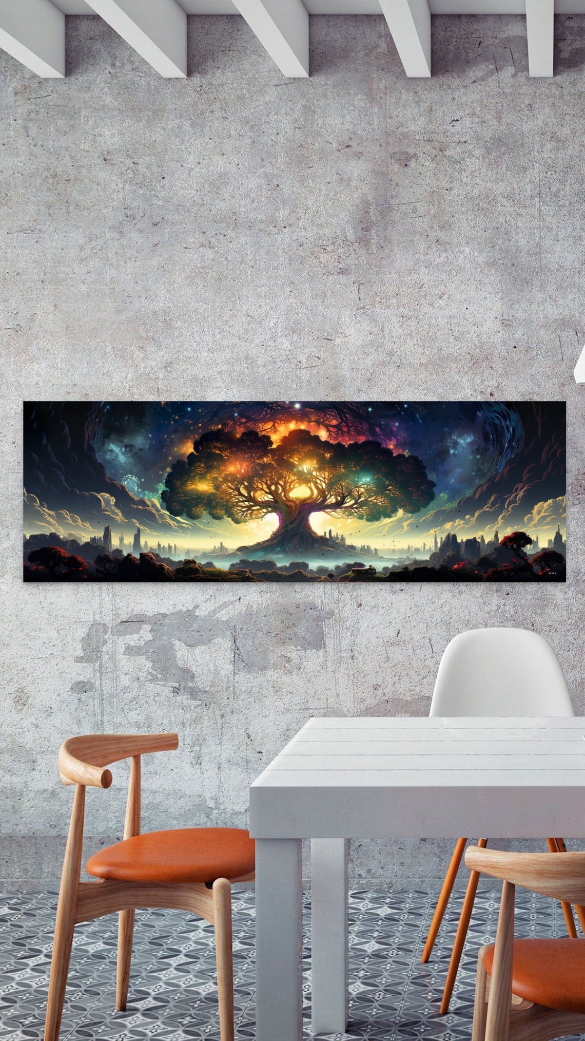 Glowing Tree of Life Beneath a Cosmic Starry Galaxy Sky Poster - Image 7
