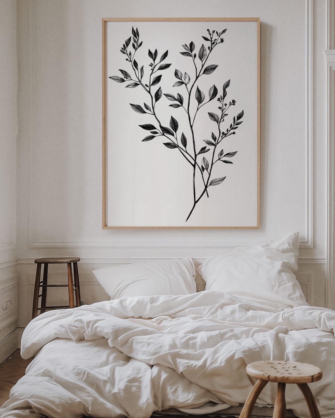 Full Botanical Leafy Branch Ink Drawing Minimalist Wall Poster - Image 5