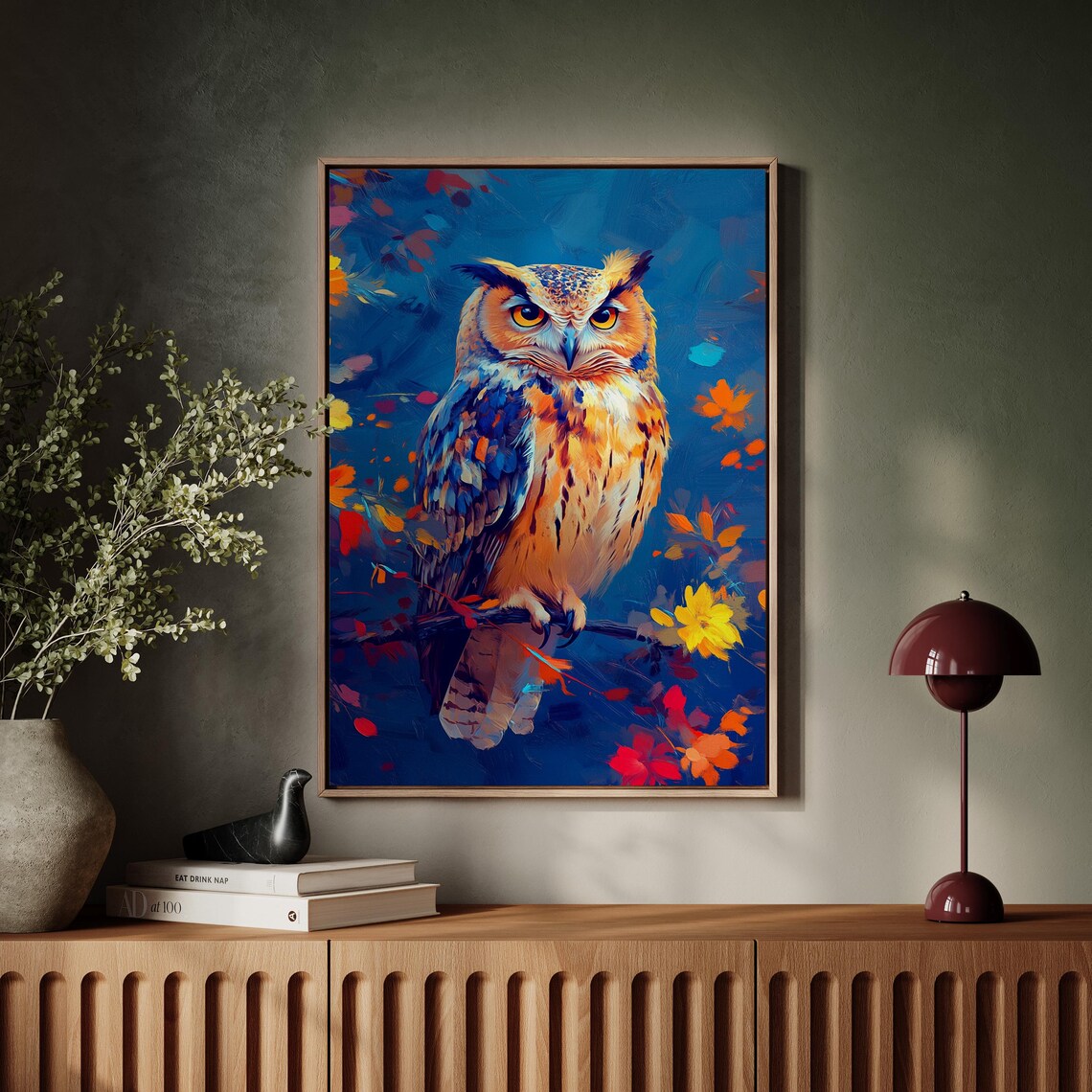 Majestic Owl Autumn Leaves Vibrant Colorful Forest Bird Poster - Image 7