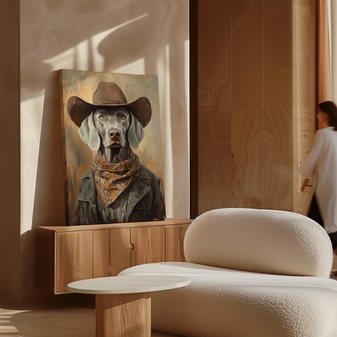 Weimaraner Cowboy In Denim Jacket Bandana Western Dog Poster - Image 3