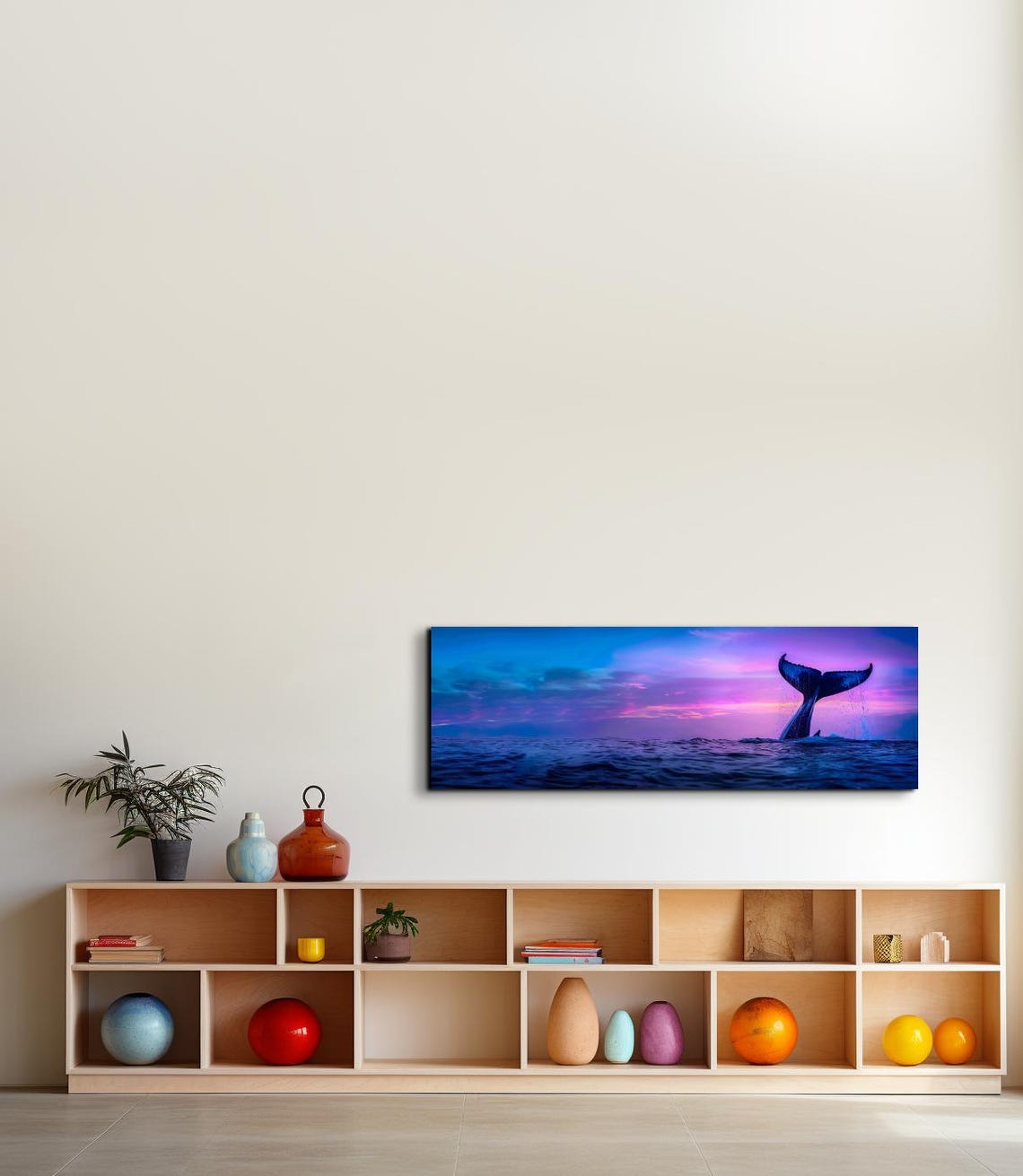 Whale Tail Silhouette Purple Sunset Ocean Panoramic View Poster - Image 6