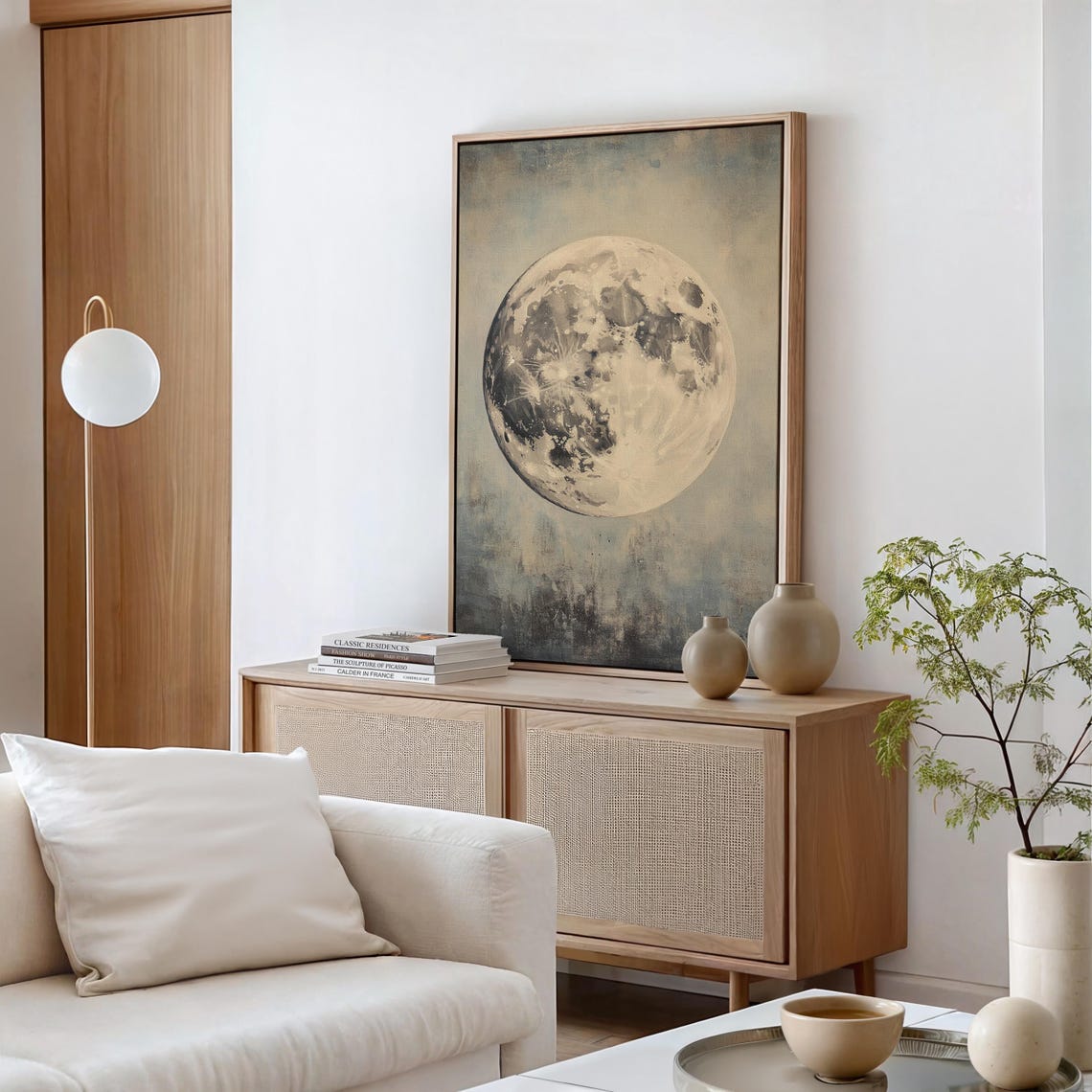 Vintage Full Moon Celestial Lunar Painting Rustic Astronomy Art Poster - Image 5