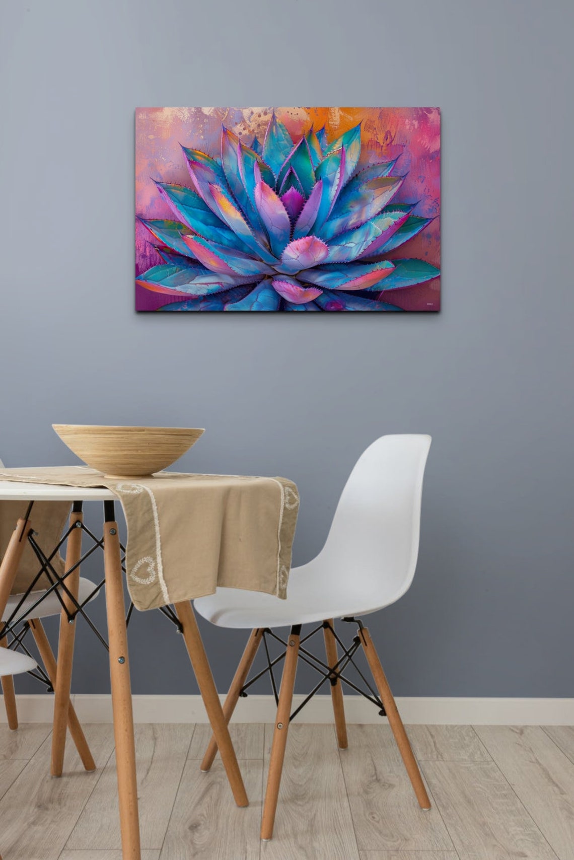 Vibrant Neon Blue Agave Succulent With Purple Pink Tones Wall Art - Image 6
