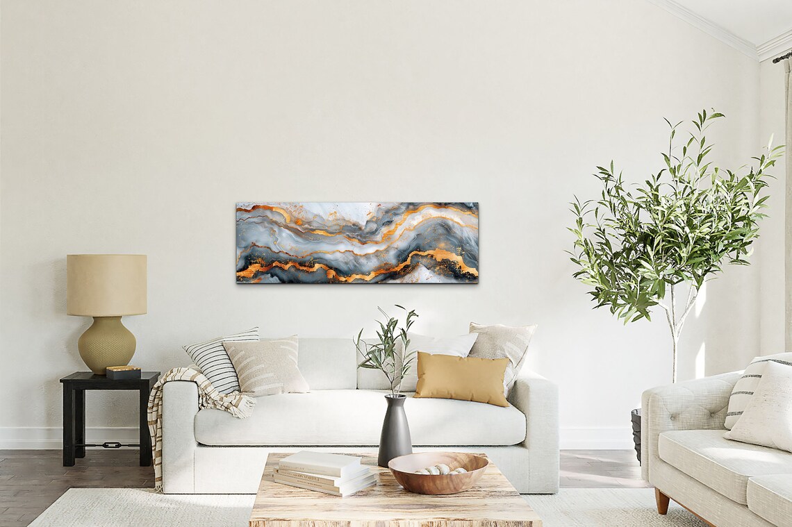 Gray And Gold Marble Abstract Modern Art - Image 5