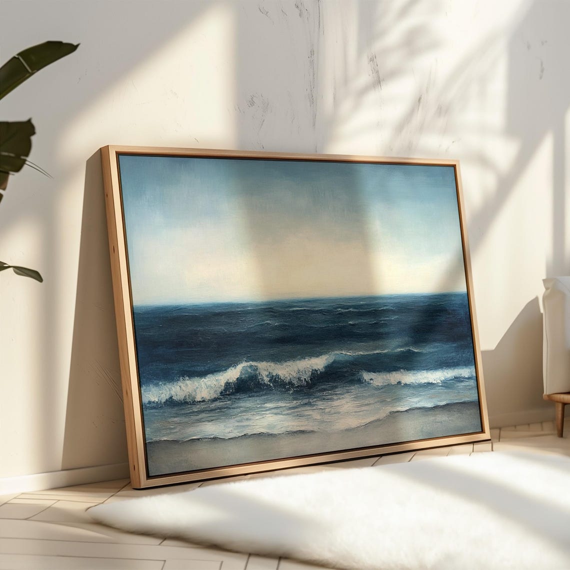 Dark Ocean Waves Moody Seascape Wall Art Coastal Nautical Print Deep Blue Beach Painting Minimalist Ocean Decor - Image 2