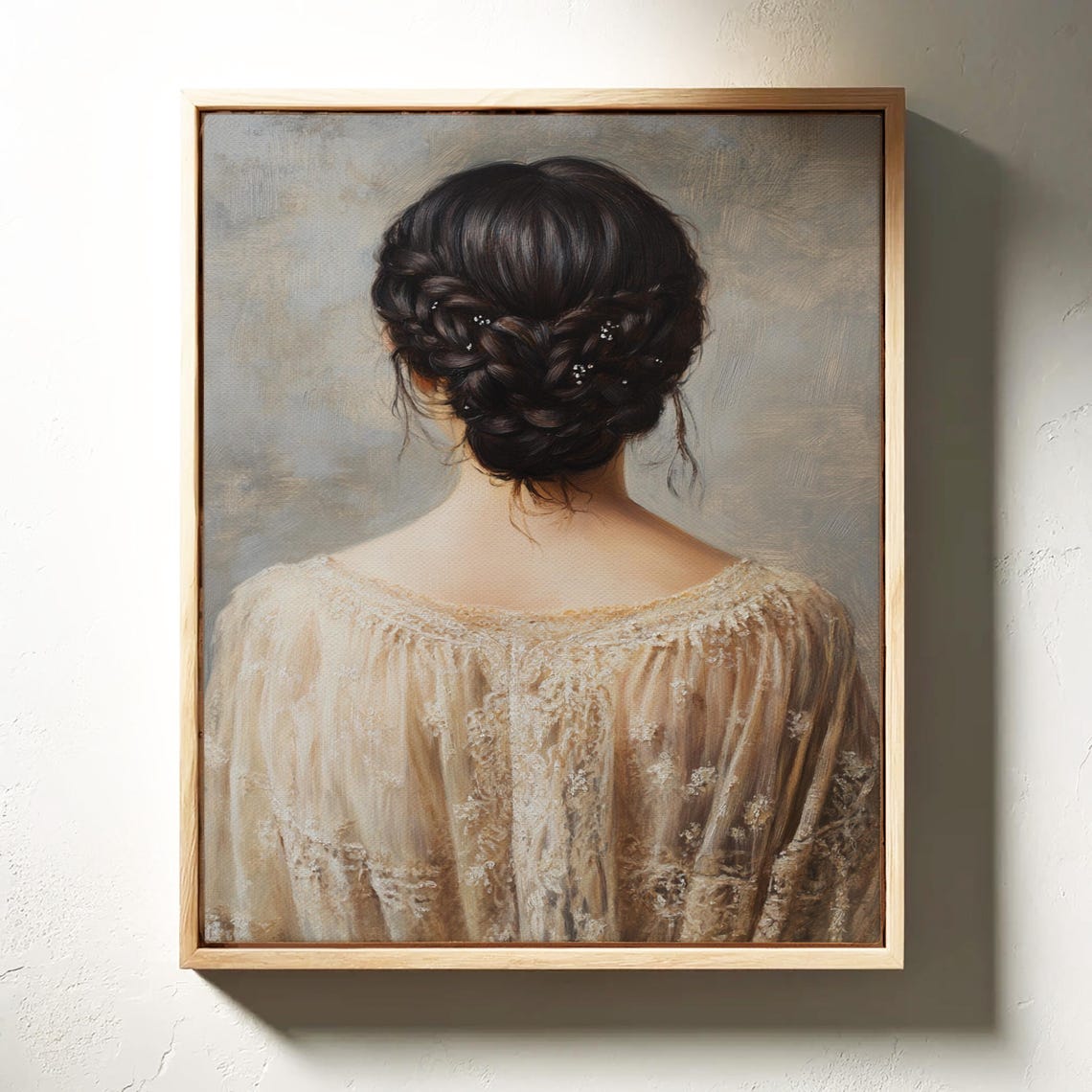 Elegant Braided Hair Updo Back View Romantic Vintage Portrait Poster - Image 4