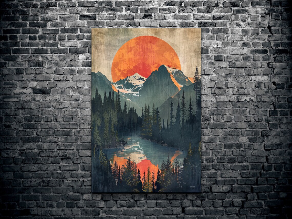 Mid Century Modern Mountain Wall Art - Image 2