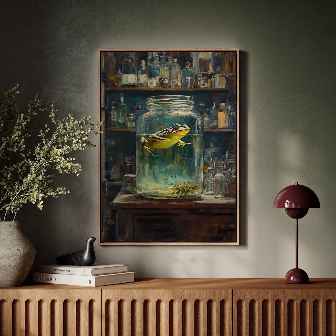 Frog In Glass Apothecary Jar Vintage Scientific Curiosity Wall Art - Image 6