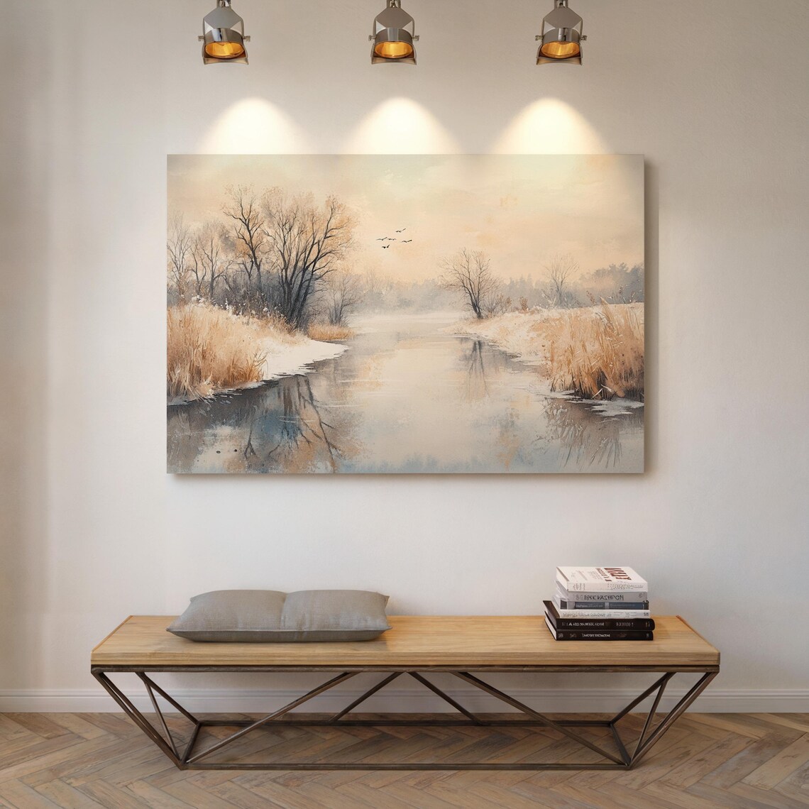 Serene Winter River Landscape, Tranquil Nature Scene - Image 6