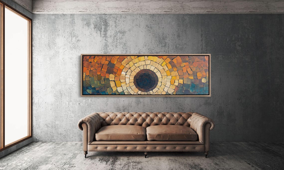 Stone Mosaic Concentric Circle Art Rustic Earthy Tones Poster - Image 3
