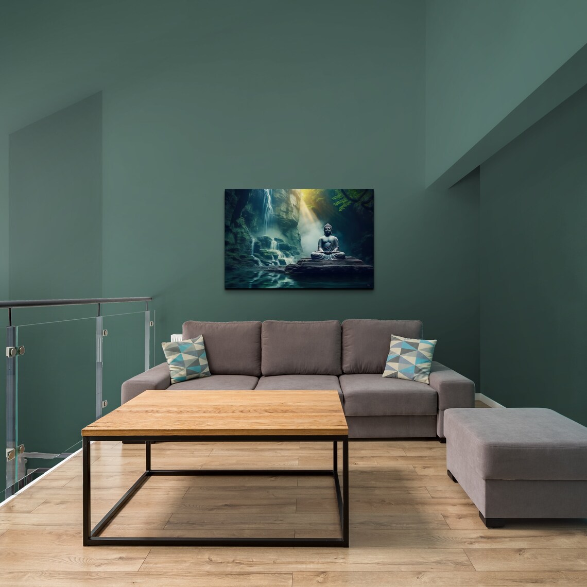 Zen Buddha Waterfall Yoga Studio Wall Art Print - Image 5
