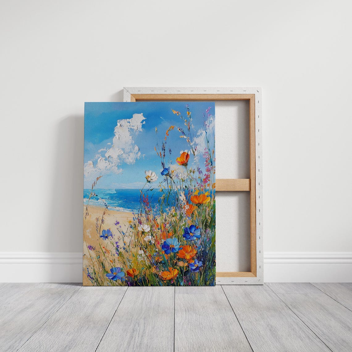 Vibrant Coastal Wildflowers With Beach And Blue Sea Floral Art Poster - Image 3