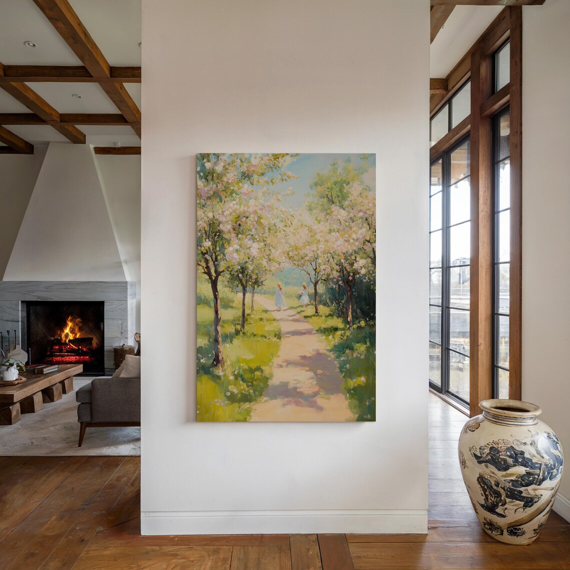 Whimsical Spring Blossoms, Romantic Floral Landscape - Image 4