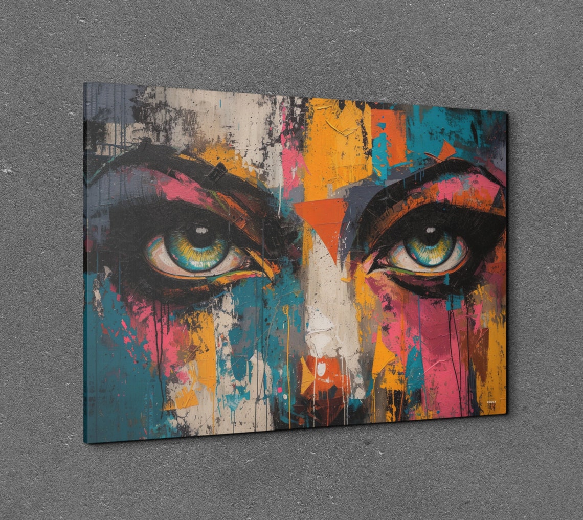 Bold Abstract Colorful Woman Eyes Graffiti Face Painting Poster - Image 7