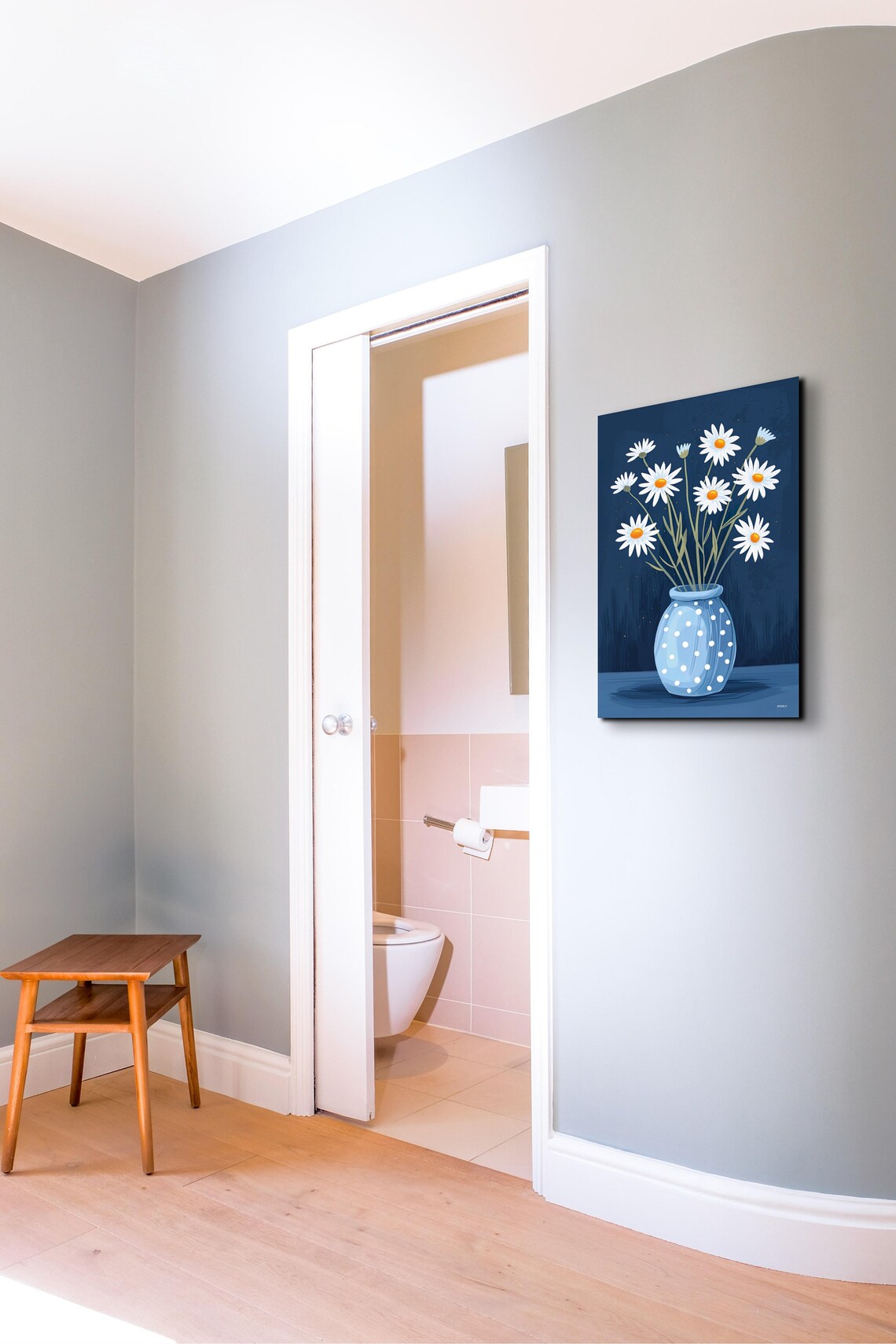 Chamomile Flowers In A Blue Vase, Minimalist Pop Art - Image 5