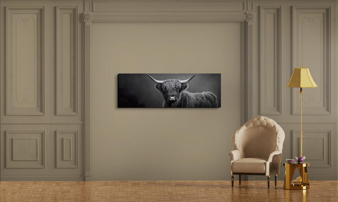 Highland Cow Close Up Black and White Rustic Farmhouse Poster - Image 6