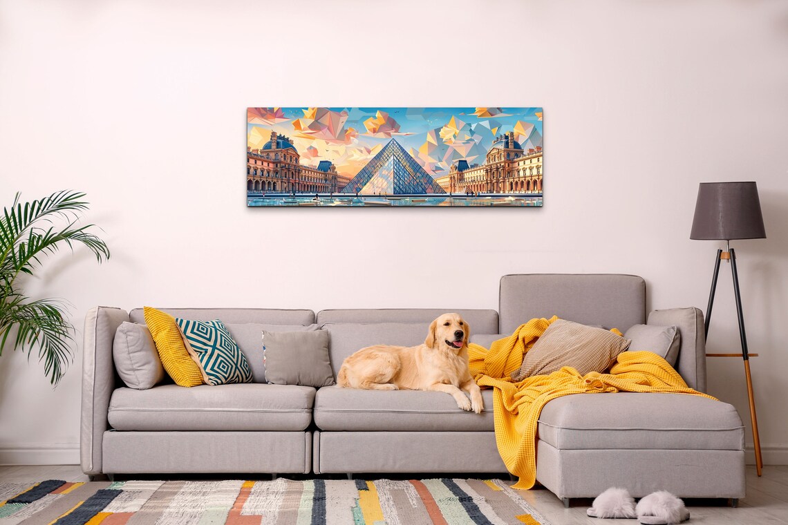 The Louvre Mid-Century Modern Panoramic Art Print - Image 6