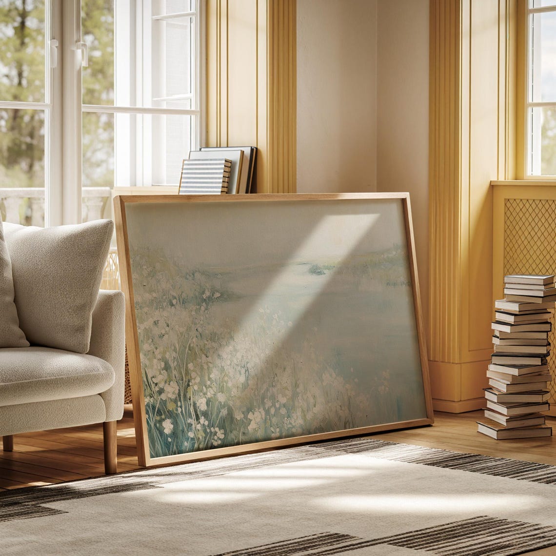 Serene Pastel Lake Wildflower Meadow Soft Impressionist Poster - Image 6