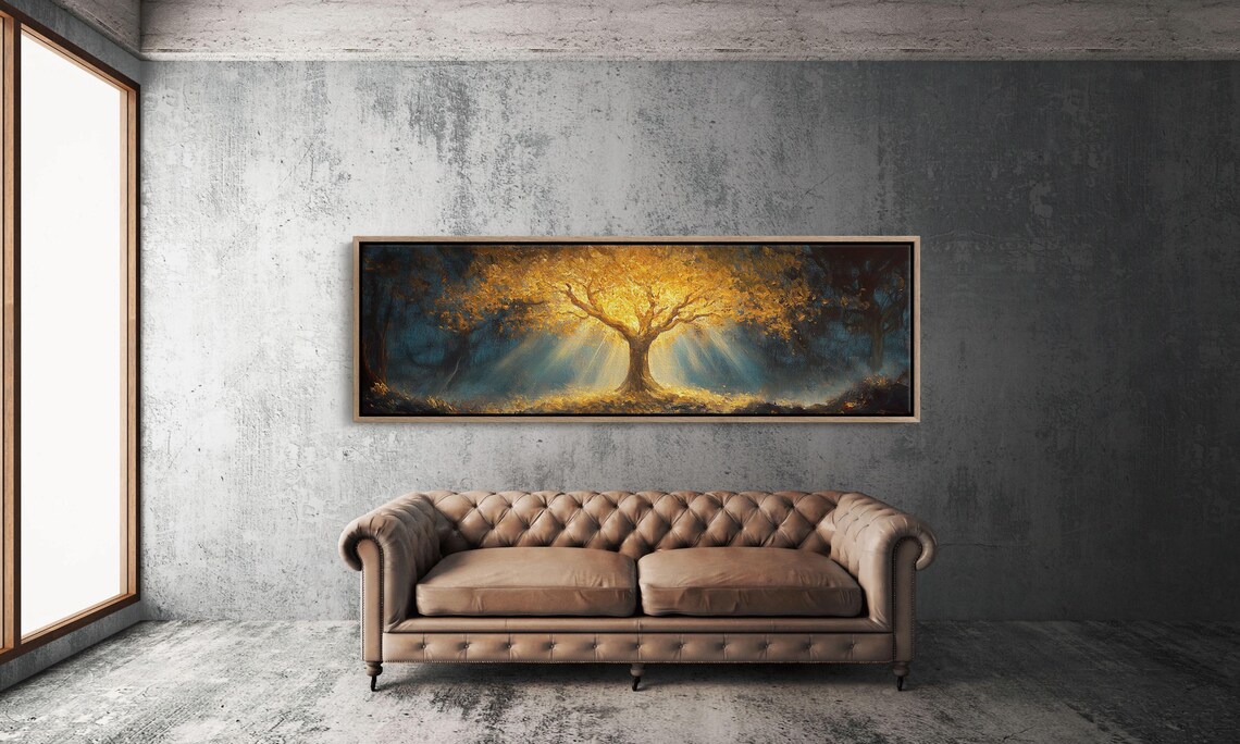 Golden Tree Of Light, Mystical Forest Art Print - Image 3