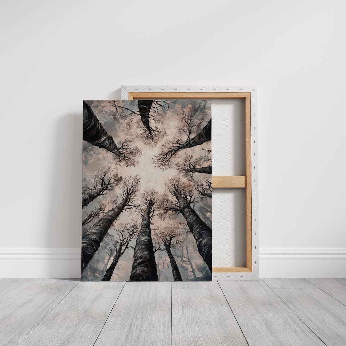 Serene Forest Canopy Looking Up At Winter Birch Trees Poster - Image 5