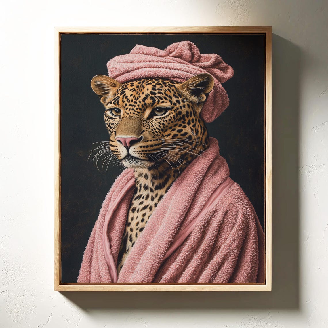 Funny Leopard In Pink Robe And Spa Towel Turban Whimsical Poster - Image 6