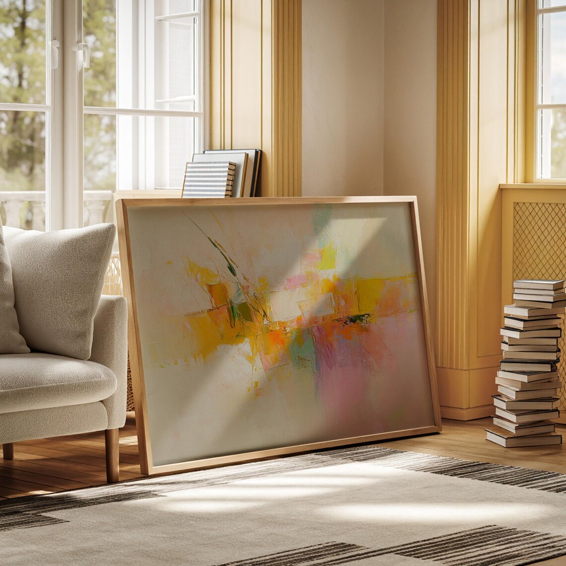 Yellow Pink Orange Pastel Abstract Soft Blend Modern Art Poster - Image 6