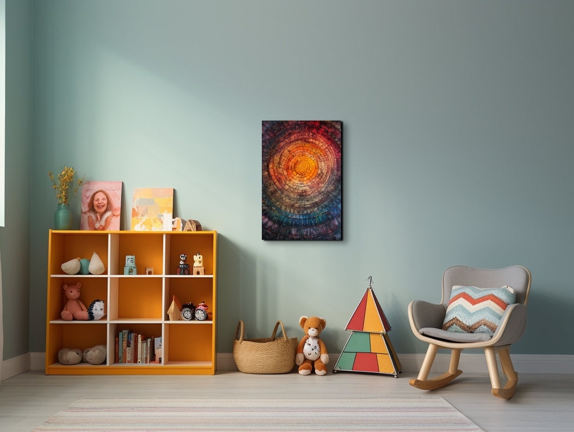 Colorful Concentric Circle Mosaic Brick Pattern Abstract Poster - Image 7