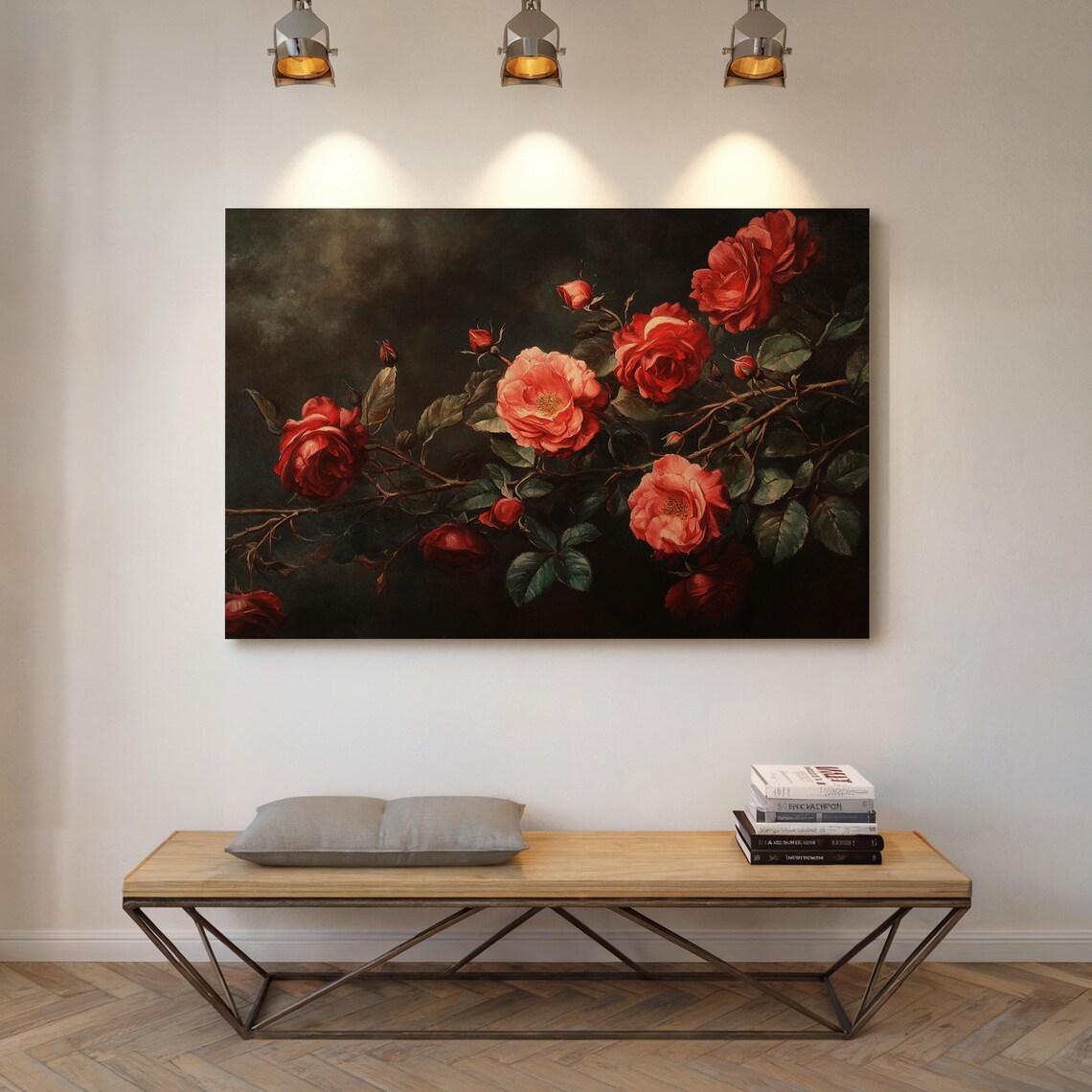 Romantic Red Rose Elegant Floral Wall Art - Image 7