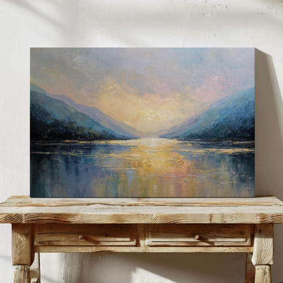 Golden Sunrise Over Misty Mountain Lake