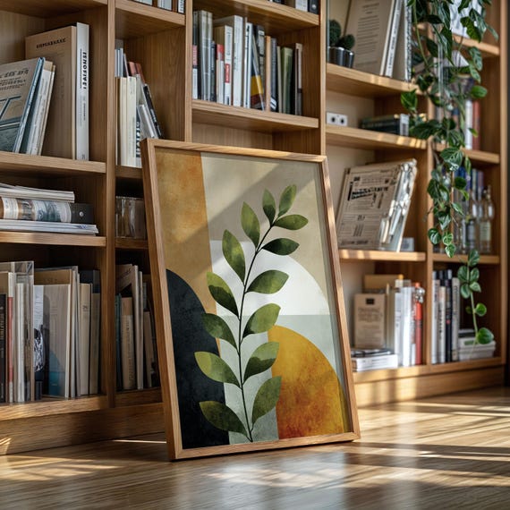 Geometric Botanical Wall Art Modern Abstract Leaf Print
