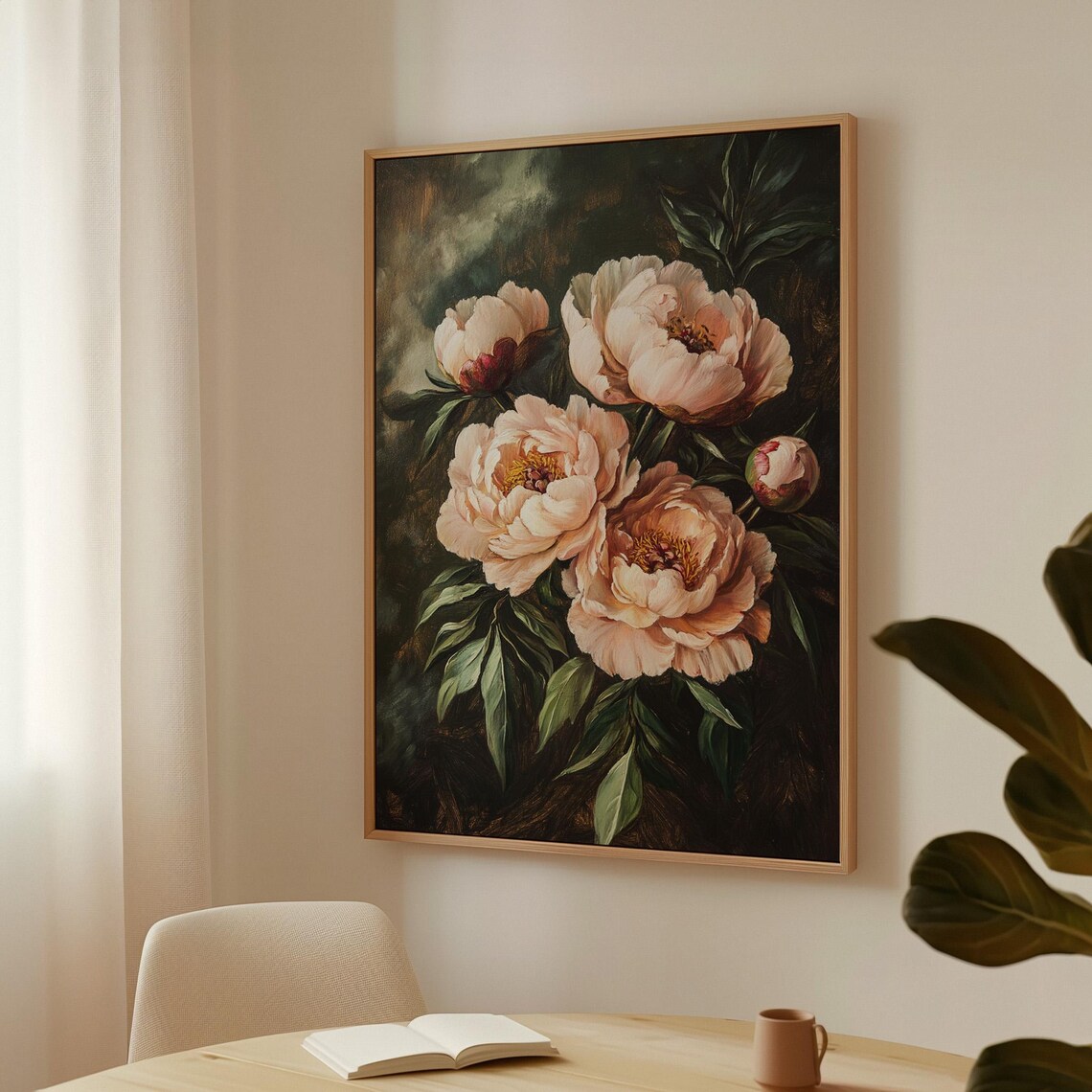 Romantic Peony Vintage Oil Painting Style Art Print