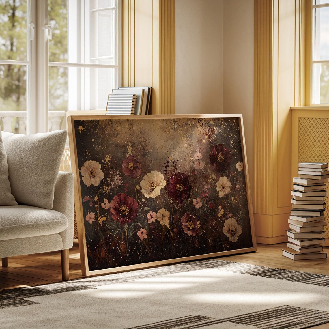 Abstract Floral Art Print, Rustic Floral Decor - Image 4